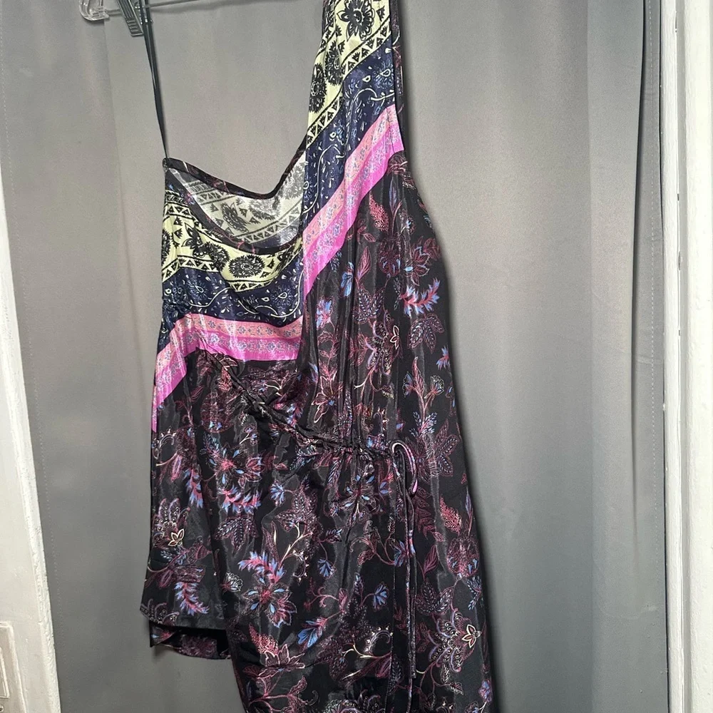 Free People Mira Ditzy Floral One Shoulder Celestial Tunic Top Size Large